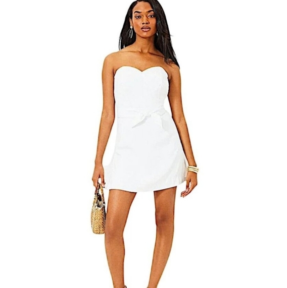 Lilly Pulitzer Dresses & Skirts - Lilly Pulitzer Kylo strapless white crepe skirted romper with belt